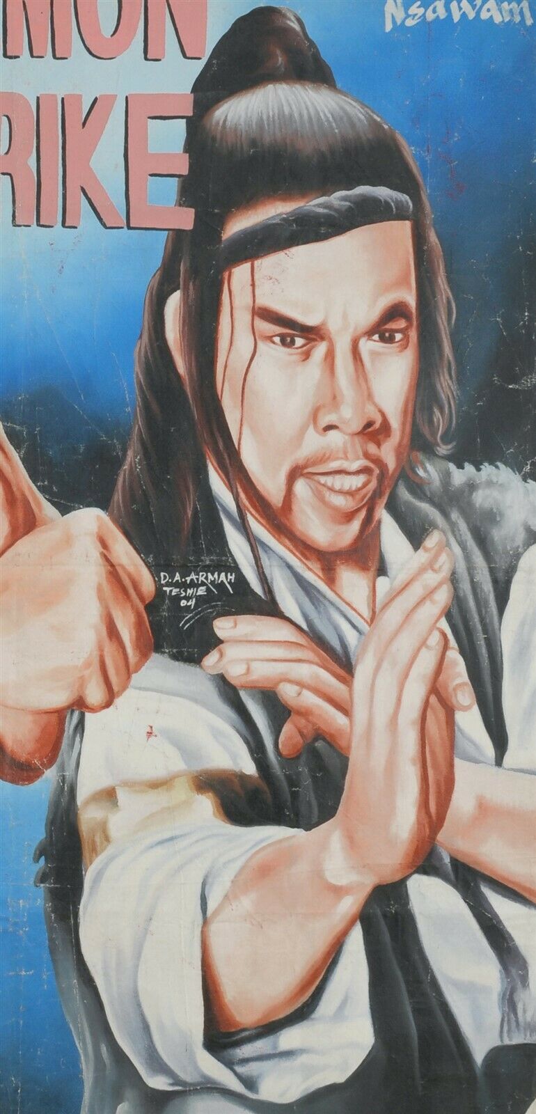 Demon Strike Martial Arts - Authentic Ghanaian Hand-Painted Poster - close-up