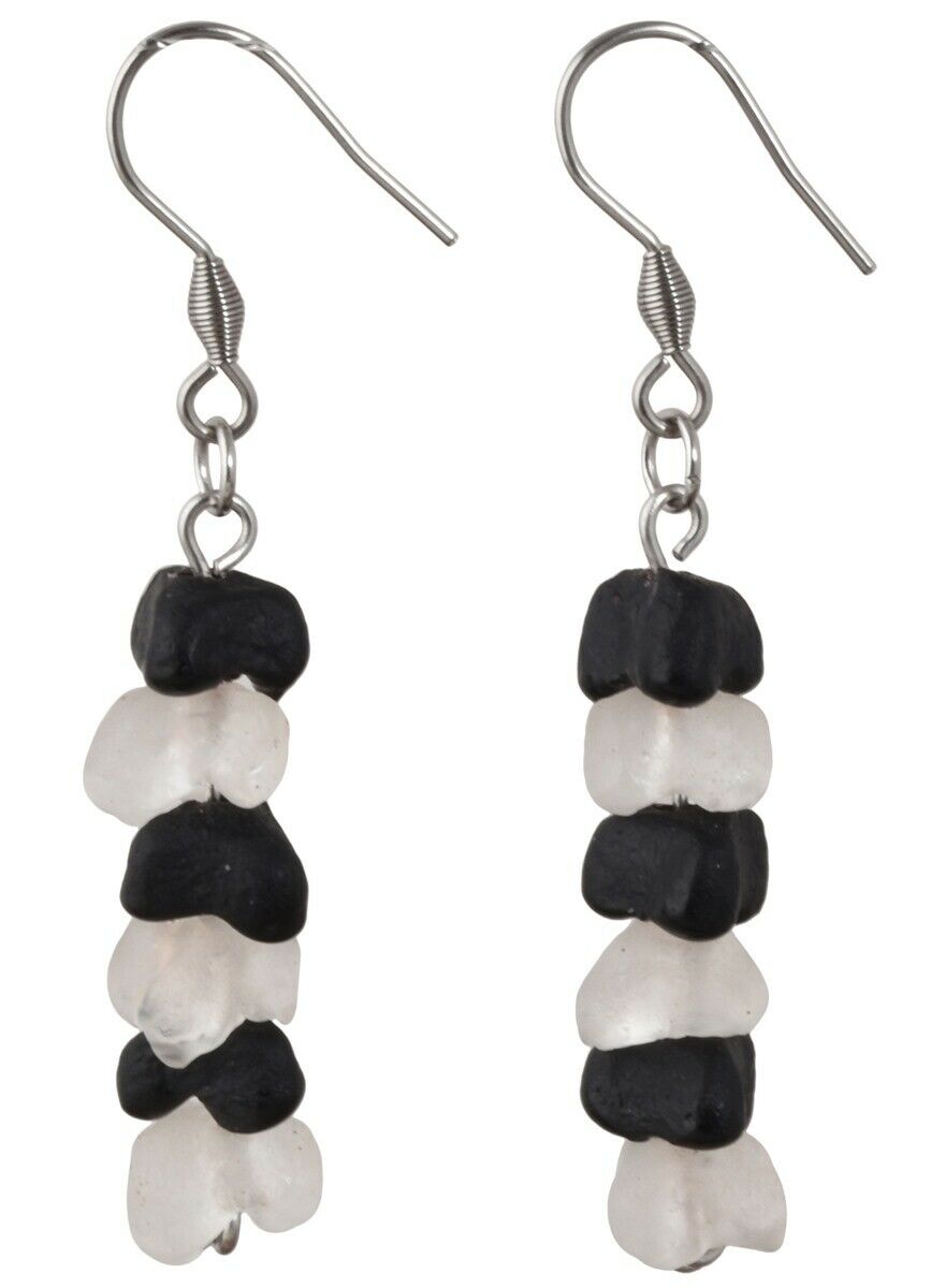 African Glass Trade Beads Handmade Bracelet Earrings Memory Wire Stainless Steel - zoomed-in detail