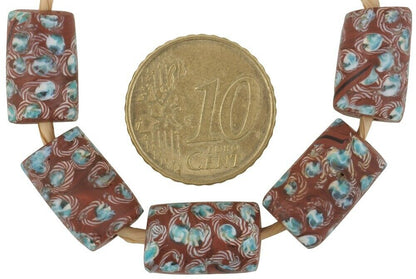 Antique Venetian Glass Beads Old African Trade Wound Lampwork Brick Fancy Rare - alternate view