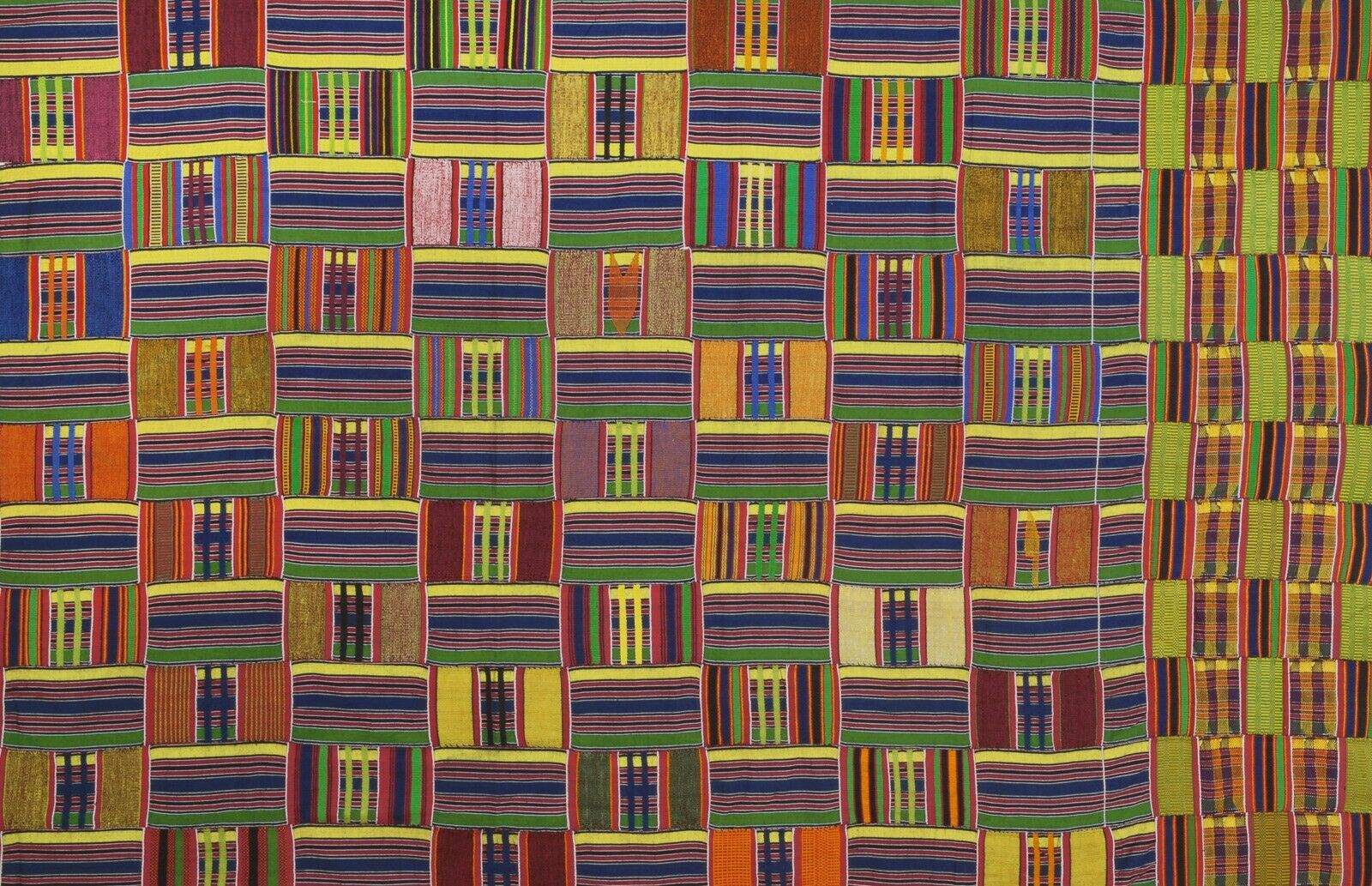 Old Rare African Kente Ewe Ghana Hand Woven Cloth Textile Interior Design Art - alternate view