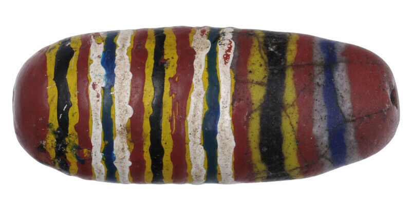 Old Large Polychrome Kiffa Glass Bead Handmade Mauritania African Trade Bead - alternate view