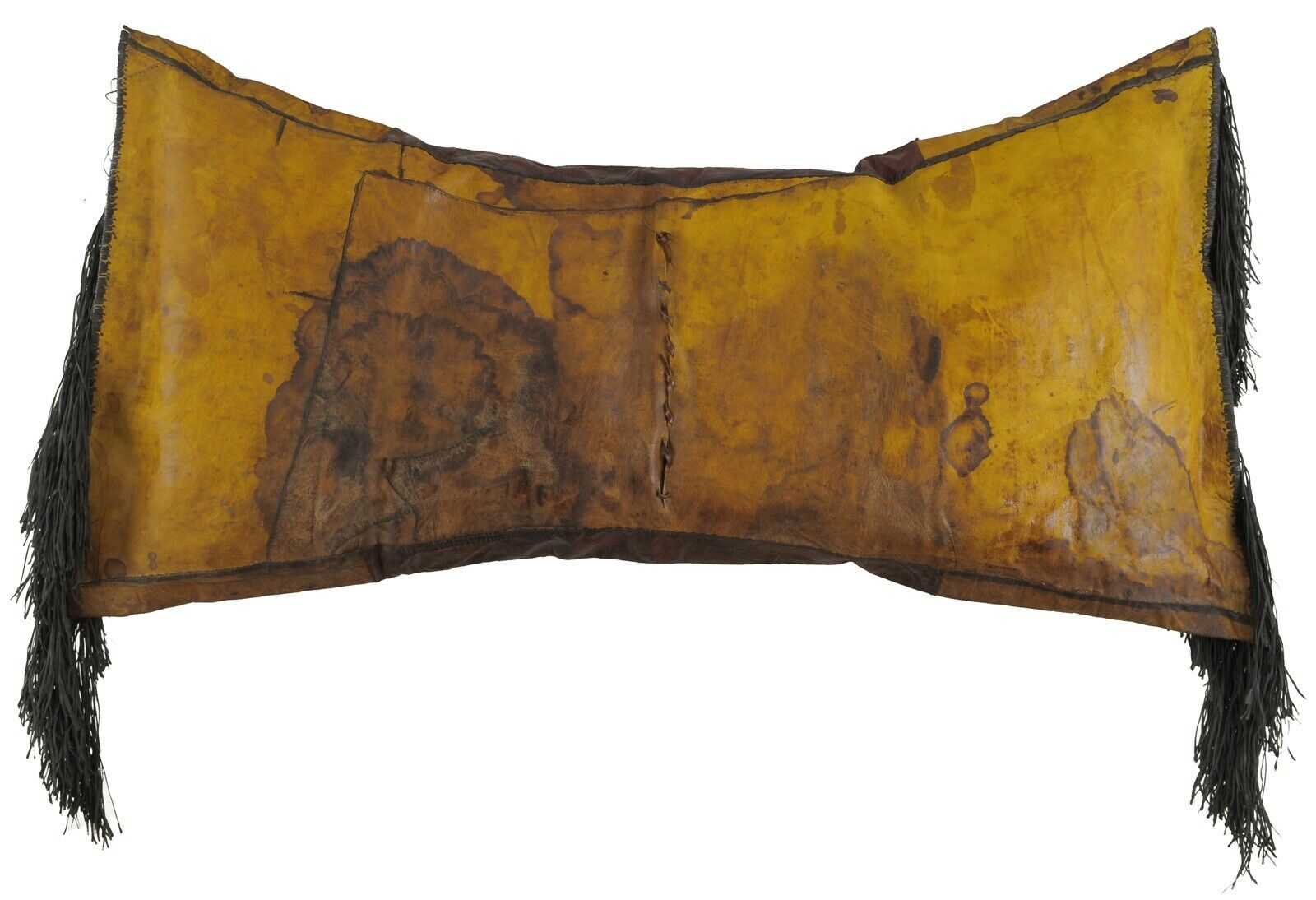 Old African Tuareg Leather Pillow Case Mali Niger Sahara Desert Bedouin Ethnic - close-up