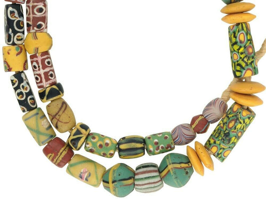 Old African Trade Beads Antique Venetian Lampwork Glass Fancy Chevron Millefiori - alternate view