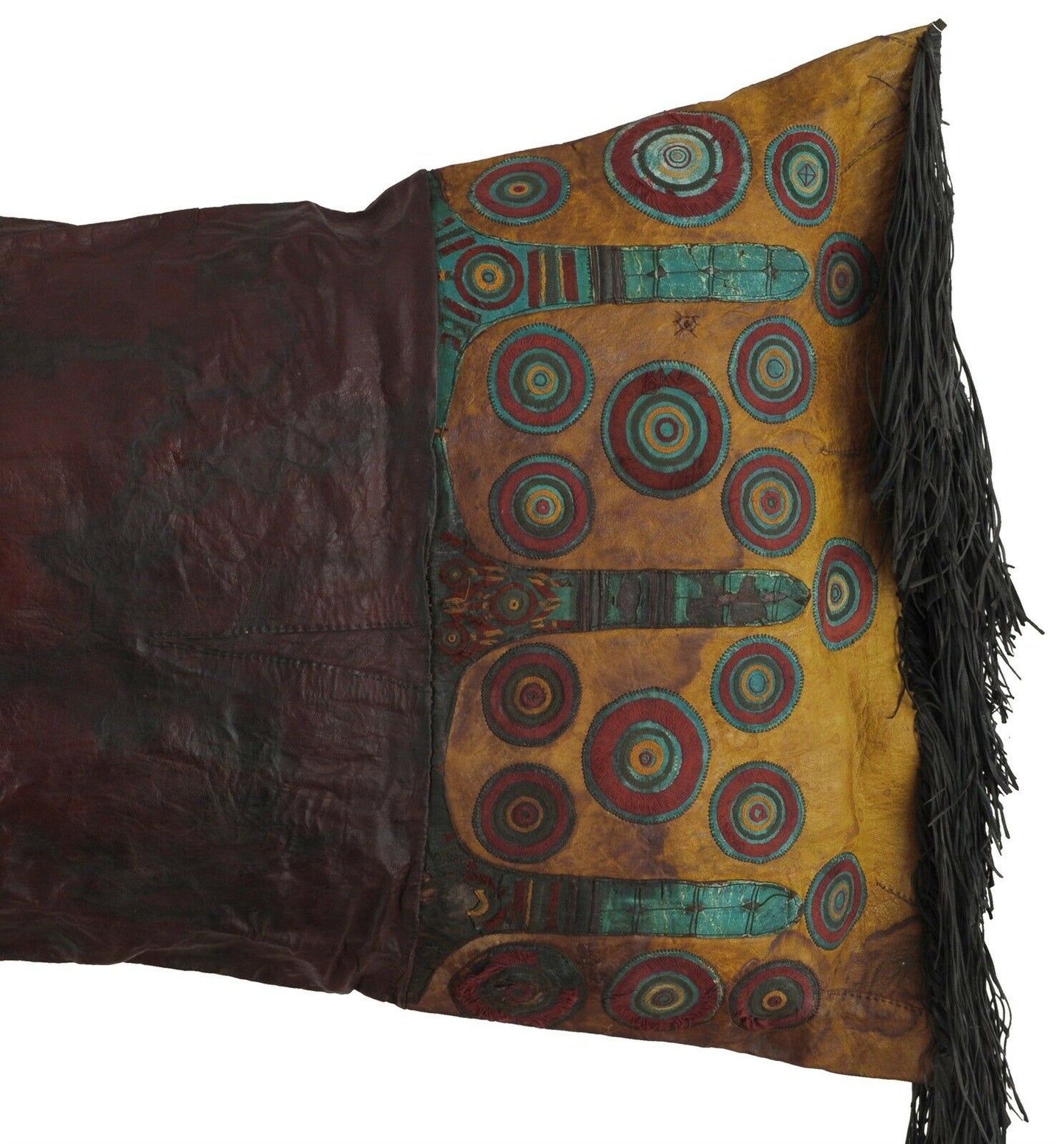 Old African Tuareg Leather Pillow Case Mali Niger Sahara Desert Bedouin Ethnic - zoomed-in detail