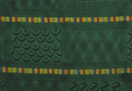 Hand Stamped Adinkra Cloth Woman Size 64"x40" Vintage 1980s