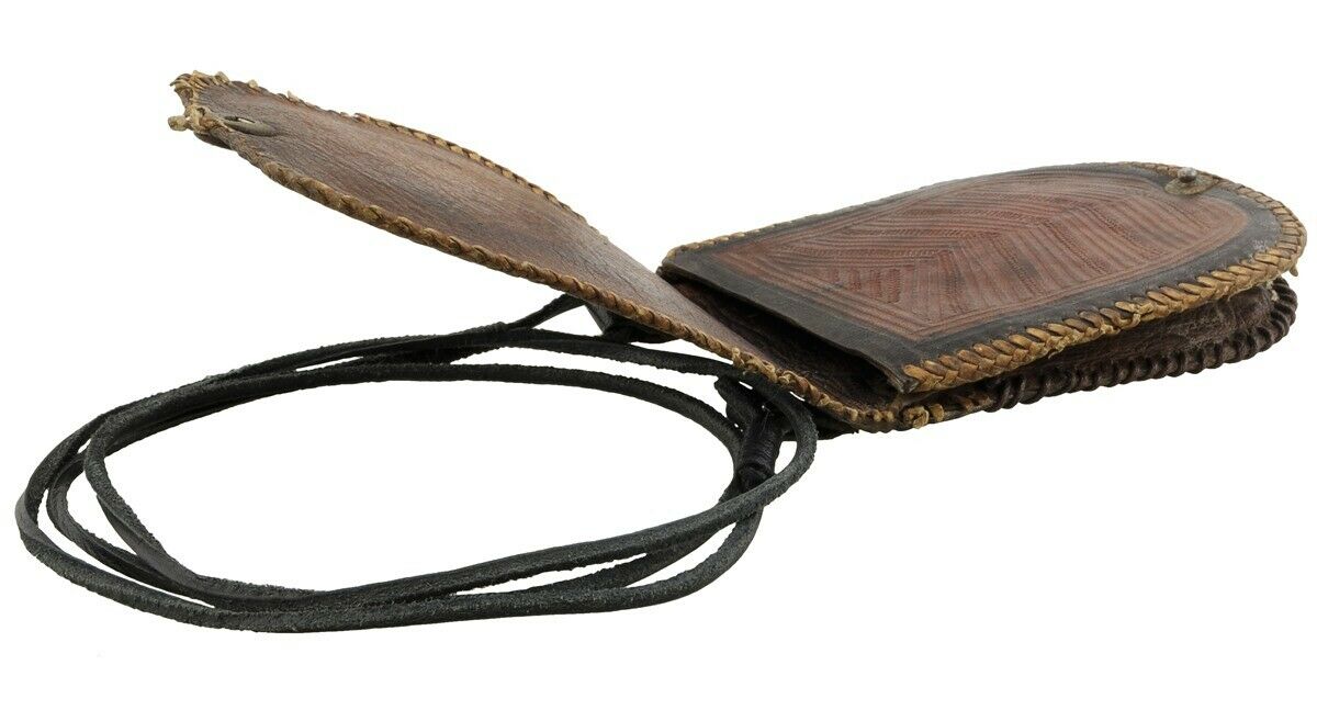 Tuareg Leather Purse Wallet African Sahara Niger Nigeria Mali Handmade Art - close-up