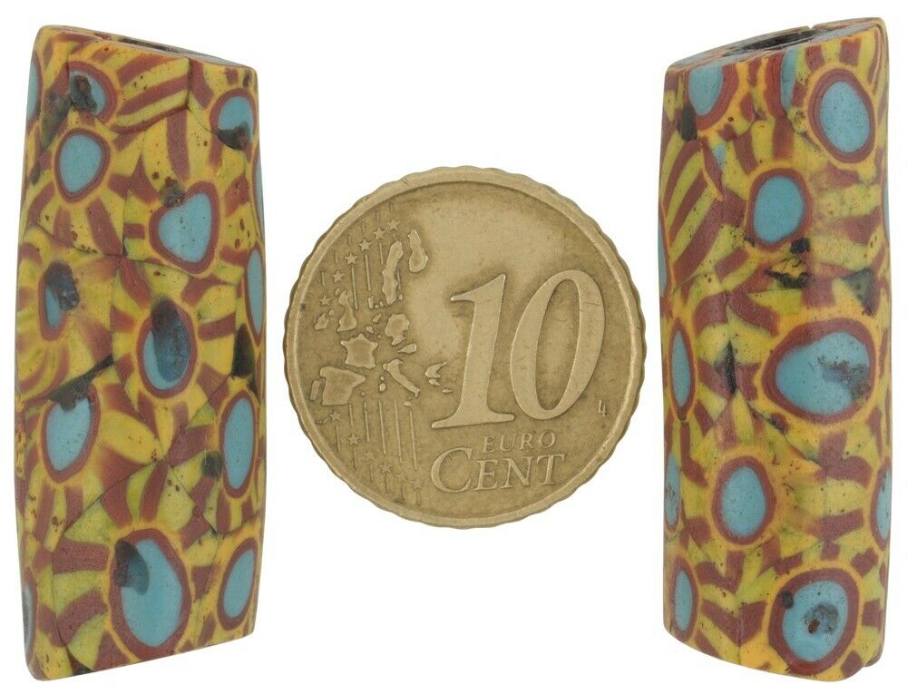 African Trade Beads Antique Millefiori Venetian Glass Beads Murano Mosaic Large - alternate view