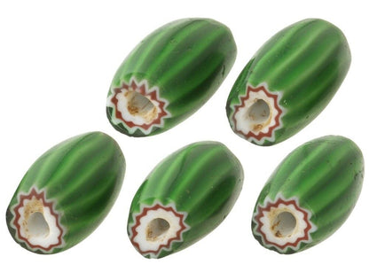 African Trade Beads Old 4 Layers Chevron Venetian Glass Trade Beads Green Ghana - alternate view