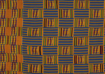 Handwoven Ashanti Kente Cloth – Vintage 1970s Woman Size (189×117 cm)