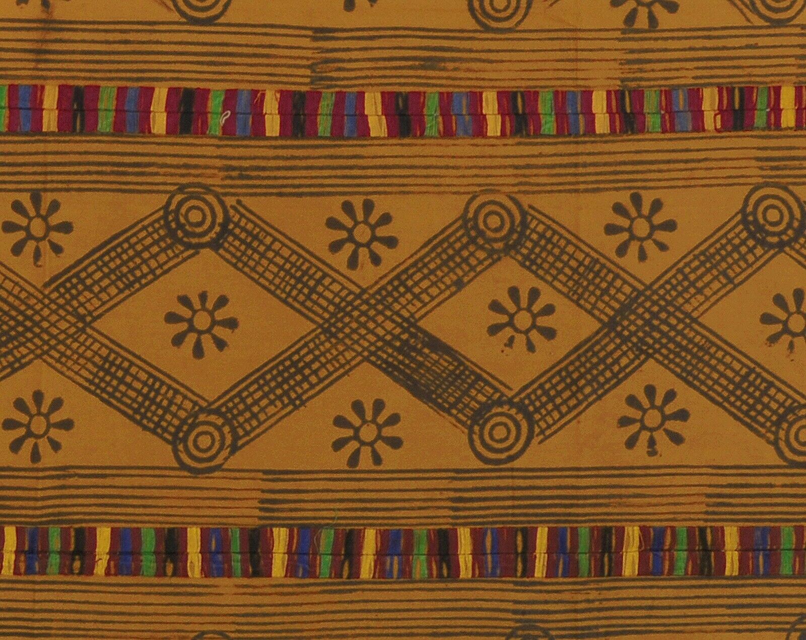 Hand Stamped Adinkra Cloth – Vintage 1970s Woman Size