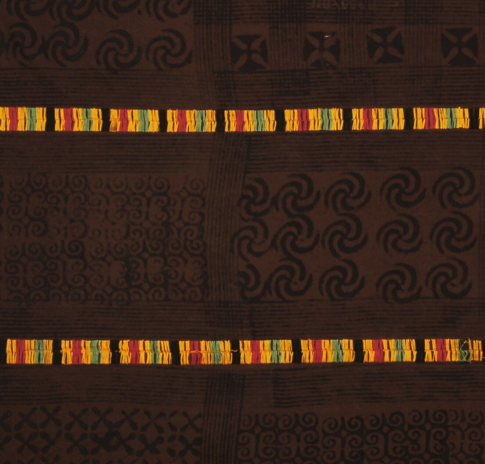 Adinkra Ashanti Cloth Decoration African Ghana Fabric Hand Stamped West Africa - alternate view