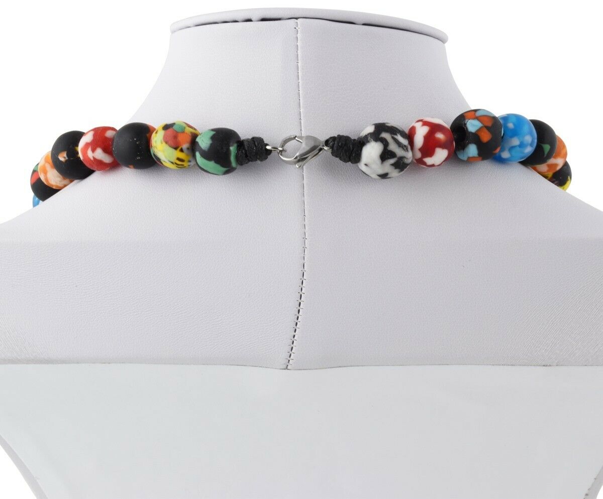 Recycled Tiny Glass Seed Beads Handmade Ready To Wear Jewelry Krobo Ghana Africa - close-up