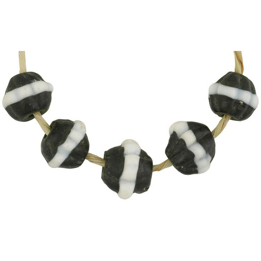 Beautiful Antique Dog Tooth Venetian Lampwork Beads - 9-10Mm