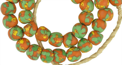 Handmade African Trade Beads | Ghana Recycled Glass Beads - close-up