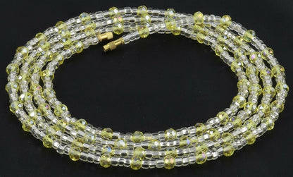 Screw Clasp Yellow & Clear Handmade African Waist Beads - Body Jewelry