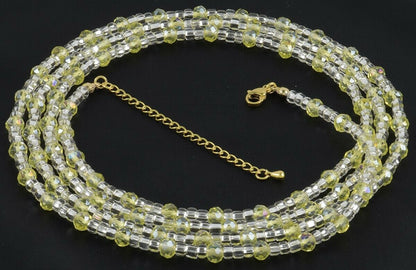 Extension Chain Yellow & Clear Handmade African Waist Beads - Body Jewelry