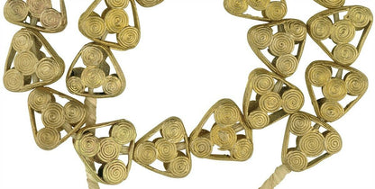 Handmade Ghanaian Brass Beads - Lost Wax Tabular Beads From Africa - close-up