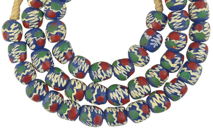 African Trade Beads: 10-11Mm Fancy Powder Glass Beads From Ghana - close-up