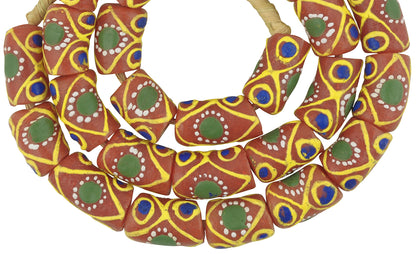 Exquisite 13-14Mm Fancy Krobo Powder Glass Beads From Ghana - close-up