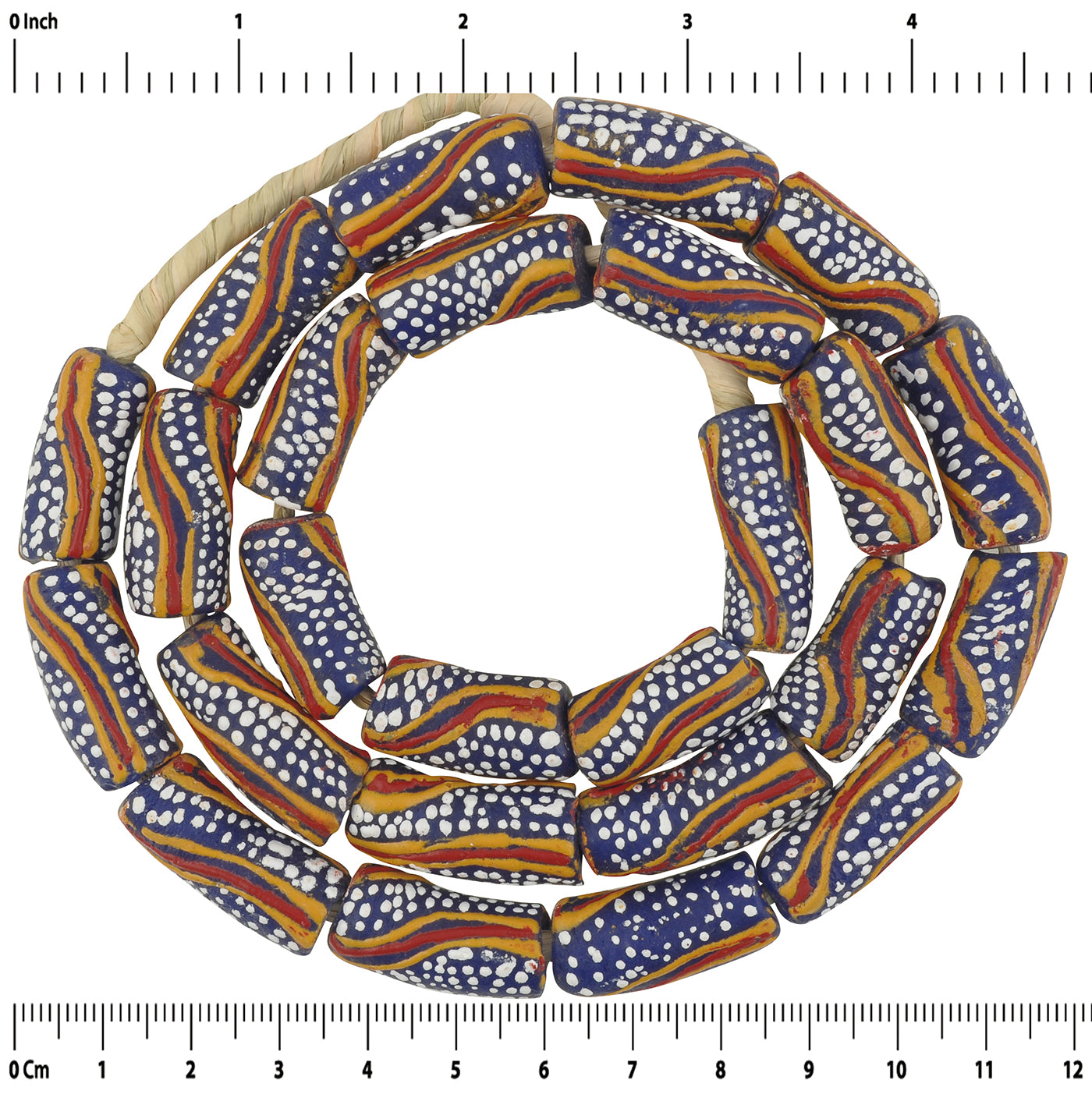 African Krobo Beads Powder Glass Recycled Handmade Tribal Ghana - zoomed-in detail