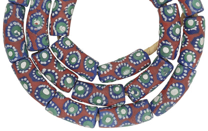 Authentic African Trade Beads - Fancy Powder Glass Krobo Beads - cropped detail