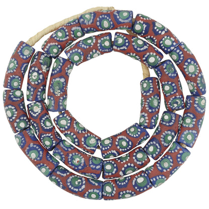 Authentic African Trade Beads - Fancy Powder Glass Krobo Beads - angled shot
