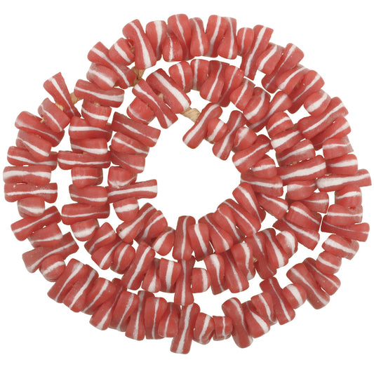 Authentic Krobo Glass Spacer Beads, 24.25" Strand