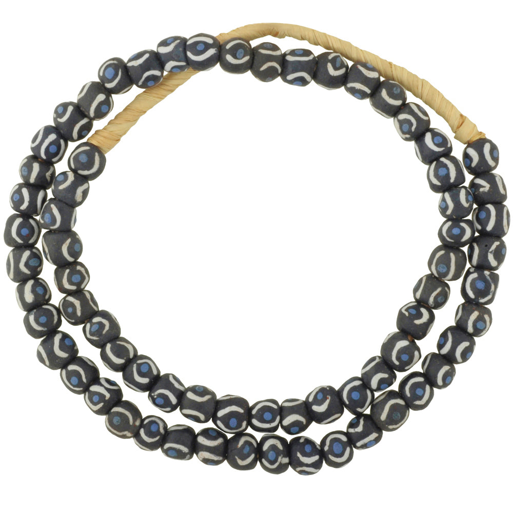 Handmade Fancy Powder Glass Beads From Ghana - 26" Strand