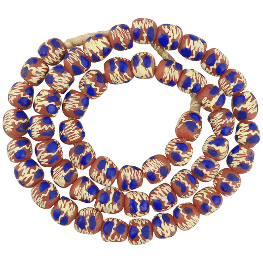 Authentic Ghana Fancy Powder Glass Beads - 11-12Mm, 24" Strand