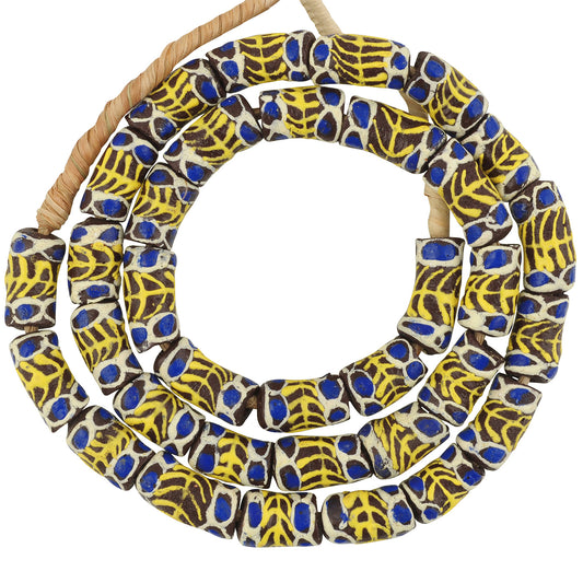 Beautiful Handmade Ghana Krobo Fancy Glass Beads - 24 1/4" Strand