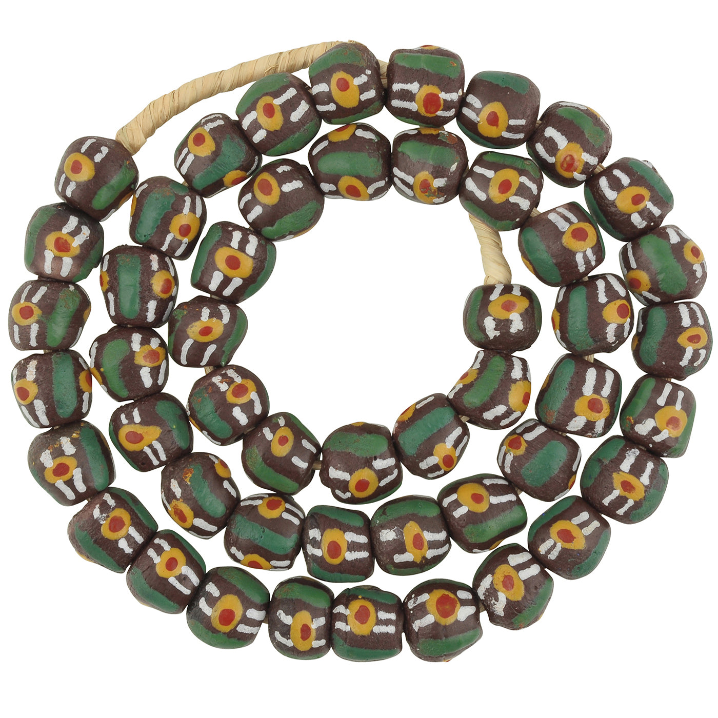 Fancy Krobo African Trade Beads - 12Mm Recycled Glass, 24" Strand