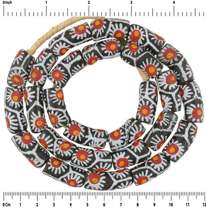 Handmade Fancy Krobo African Trade Beads - 10Mm Recycled Glass - zoomed-in detail