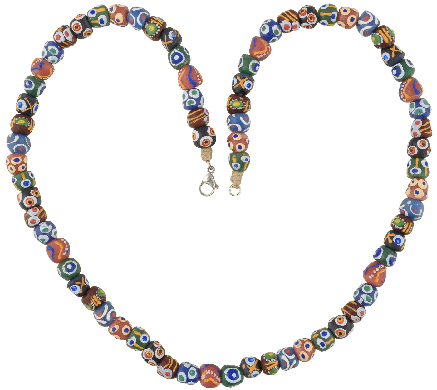 Handmade Recycled Glass Beads Necklace Ready To Wear Jewelry Krobo Ghana Africa - zoomed-in detail