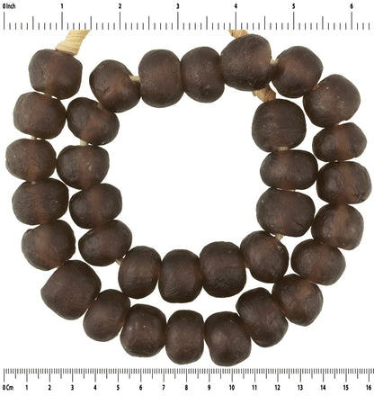 X-Large Translucent Recycled African Glass Beads, Ghana - close-up