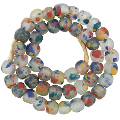 Translucent Krobo Glass Beads - 13Mm African Handmade In Ghana