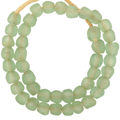 Handmade Translucent Bottle Recycled Glass Beads - 13-14Mm, Ghana