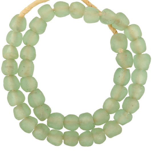 Handmade Translucent Bottle Recycled Glass Beads - 13-14Mm, Ghana