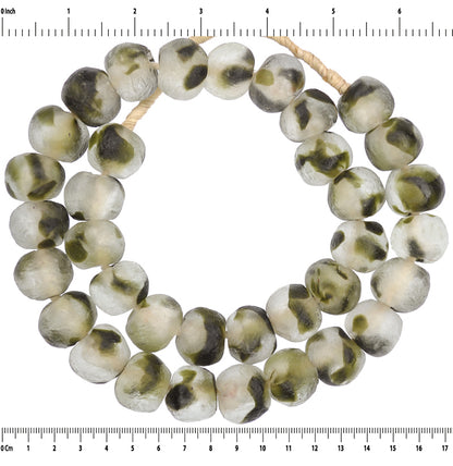 X-Large Multicolored Krobo Glass Beads - Ghana Trade Beads - close-up