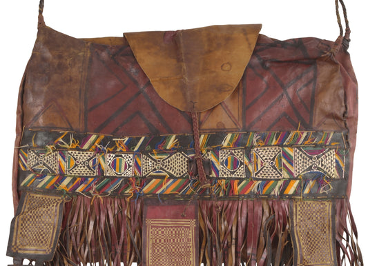 Authentic Tuareg Leather Sahara Nomad Bag – Ethnic Handcrafted Panel