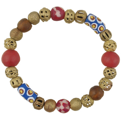 Handmade Beaded Bracelet - African Glass & Brass Beads