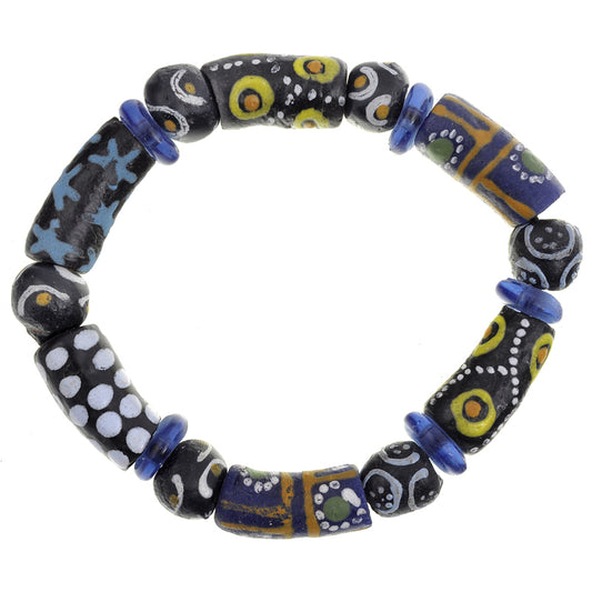 Handmade African Beaded Bracelet - Glass Trade Beads From Ghana