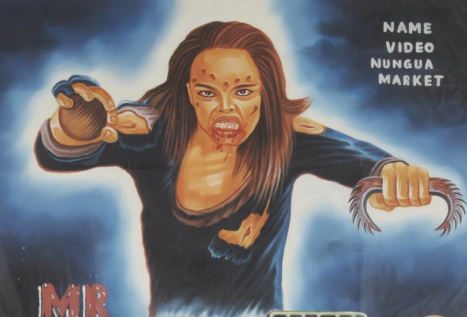 Captivating Hand-Painted Mr. Vampire 3 Movie Poster | Ghanaian Art - close-up