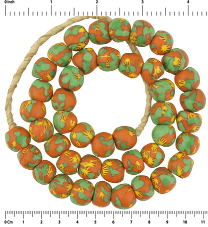 Handmade African Trade Beads | Ghana Recycled Glass Beads - zoomed-in detail