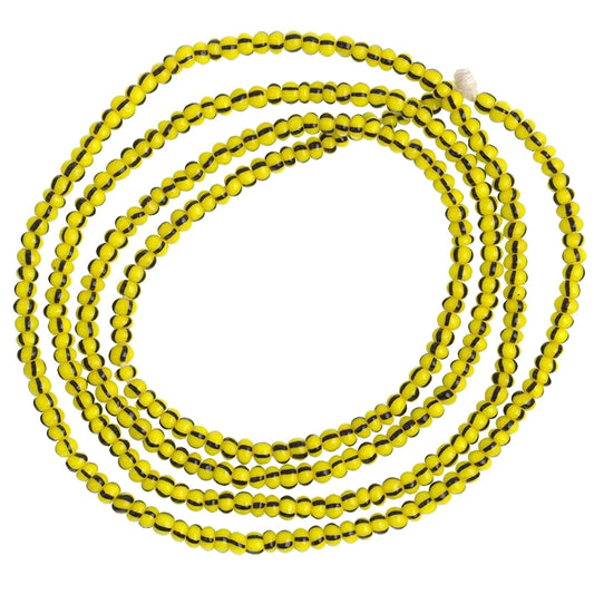 African Trade Beads Tiny Striped Yellow Old Venetian Glass Seed Beads Ghana Dipo