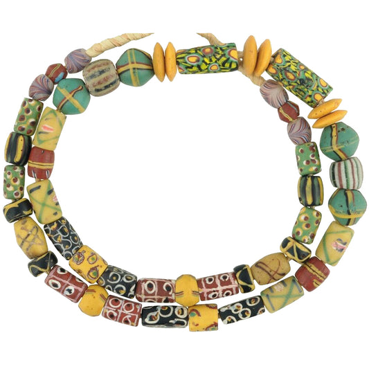 Old African Trade Beads Antique Venetian Lampwork Glass Fancy Chevron Millefiori