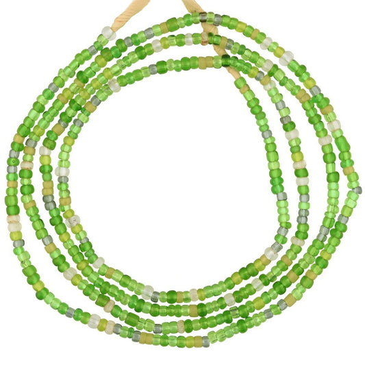 Old African Trade Tiny Venetian Glass Seed Beads Ethnic Necklace Translucent