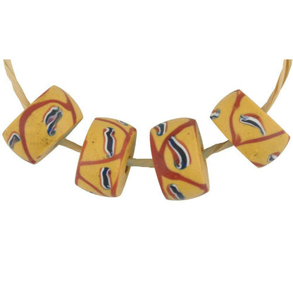Antique Yellow Fancy Venetian Lampwork Glass Trade Beads