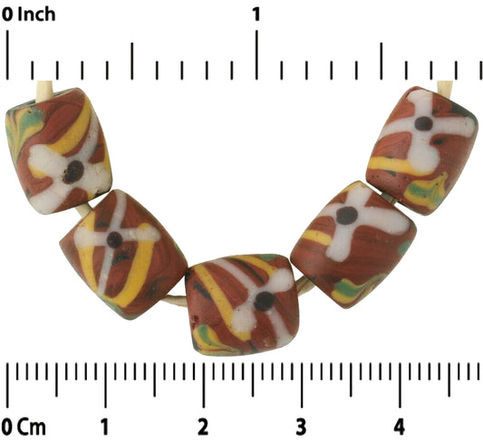Old African Trade Beads Antique Venetian Glass Lampwork Brick Fancy Ghana Tribal - alternate view