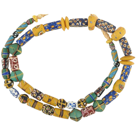 Old African Trade Beads Venetian Wound Glass Fancy French Cross Millefiori Ghana