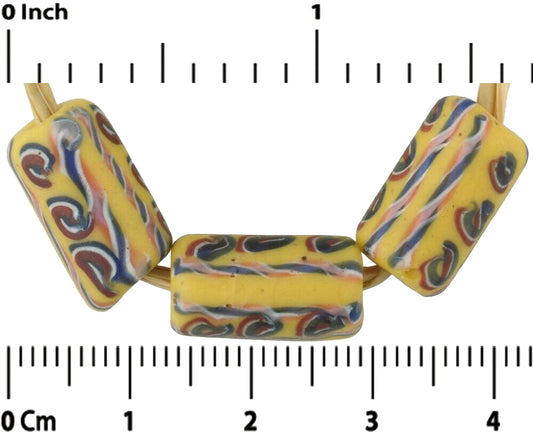 Old African Trade Beads Antique Fancy Venetian Glass Beads Yellow Lampwork Ghana - alternate view